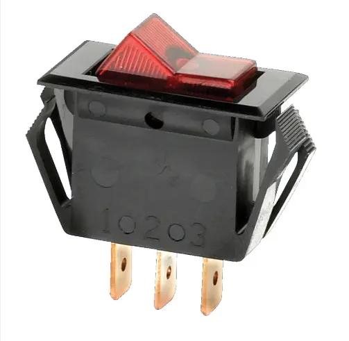 EAGLE-55BK-BOX: 15A 120VAC SNAP IN SPST LIGHTED SWITCH RED